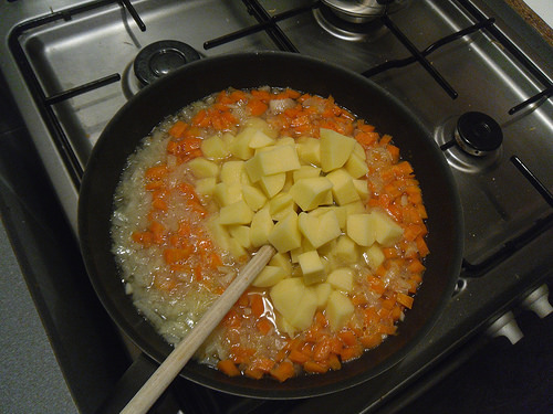 Add Potatoes and apple