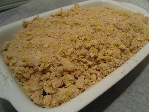 Apple crumble before oven