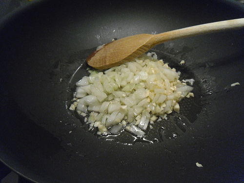 Baking the onion and garlic