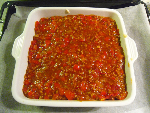 Lasagna before oven