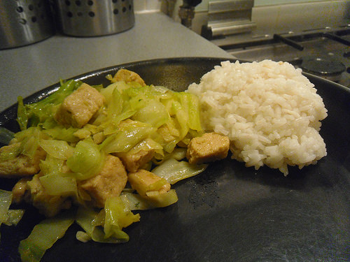Spiced Pointed Cabbage and rice
