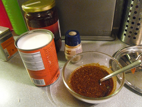 Spices after adding ketjap