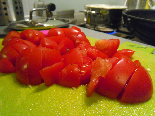 Tomatoes sliced and diced