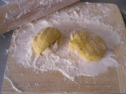 Two parts of dough