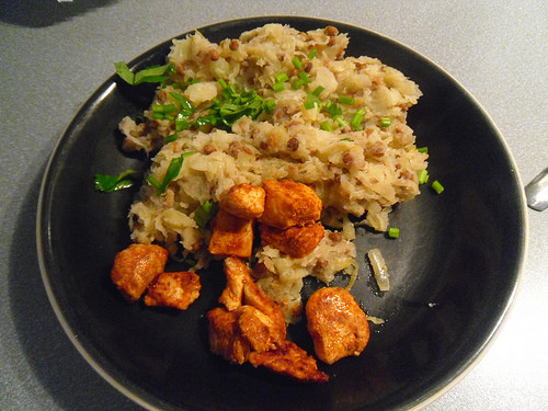 Mashed-Potatoes-with-sauerkraut-lentils-and-chicken