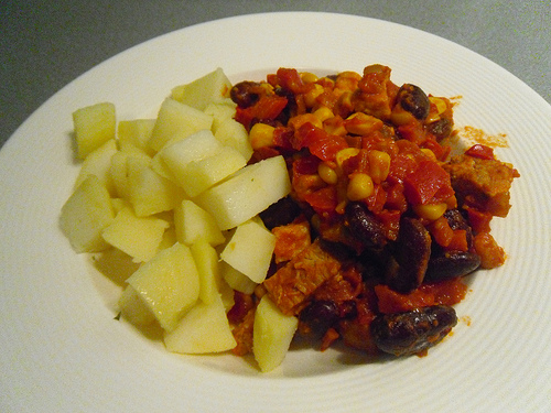 Bean-mix-with-Bacon-and-potatoes
