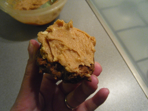 Cookie with peanut butter frosting